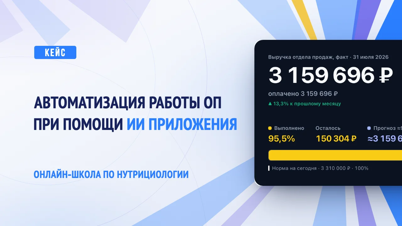 Обложка кейса: автоматизация работы отдела продаж при помощи ИИ-приложения